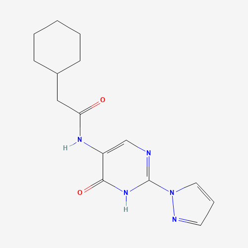 2-cyclohexyl-N-(6-oxo-2-pyrazol-1-yl-1H-pyrimidin-5-yl)acetamide (CAS: 1343458-80-9) - Related Chemical Product