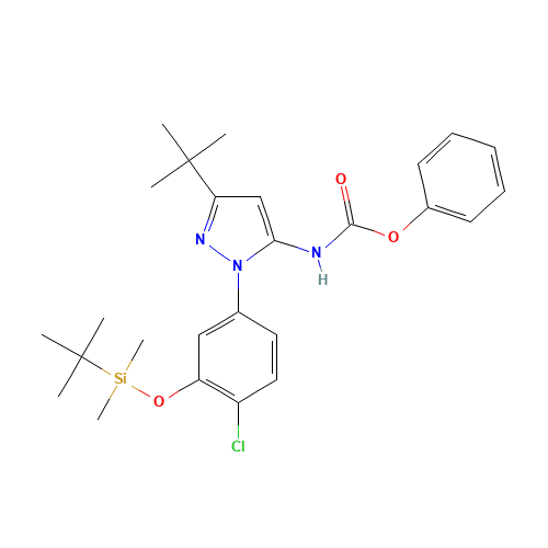 phenyl N-[5-tert-butyl-2-[3-[tert-butyl(dimethyl)silyl]oxy-4-chlorophenyl]pyrazol-3-yl]carbamate (CAS: 945994-99-0) - Related Chemical Product