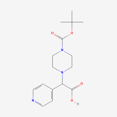 2-[4-[(2-methylpropan-2-yl)oxycarbonyl]piperazin-1-yl]-2-pyridin-4-ylacetic acid (CAS: 885274-54-4) - Chemical Structure and Molecular Formula 
