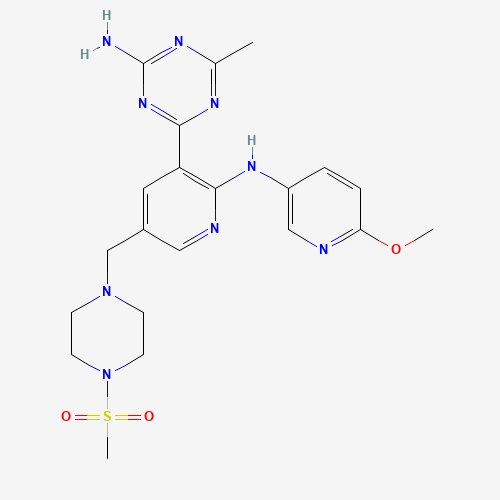 4-[2-[(6-methoxypyridin-3-yl)amino]-5-[(4-methylsulfonylpiperazin-1-yl)methyl]pyridin-3-yl]-6-methyl-1,3,5-triazin-2-amine (CAS: 1253569-05-9) - Related Chemical Product