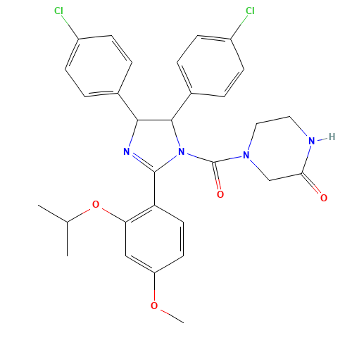 4-[4,5-bis(4-chlorophenyl)-2-(4-methoxy-2-propan-2-yloxyphenyl)-4,5-dihydroimidazole-1-carbonyl]piperazin-2-one (CAS: 890090-75-2) - Related Chemical Product