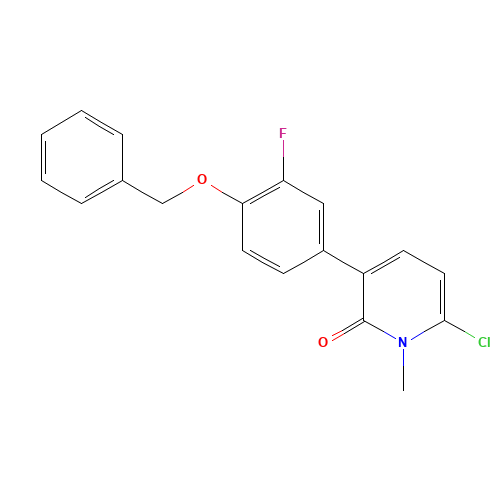 6-chloro-3-(3-fluoro-4-phenylmethoxyphenyl)-1-methylpyridin-2-one (CAS: 960299-34-7) - Chemical Structure and Molecular Formula 
