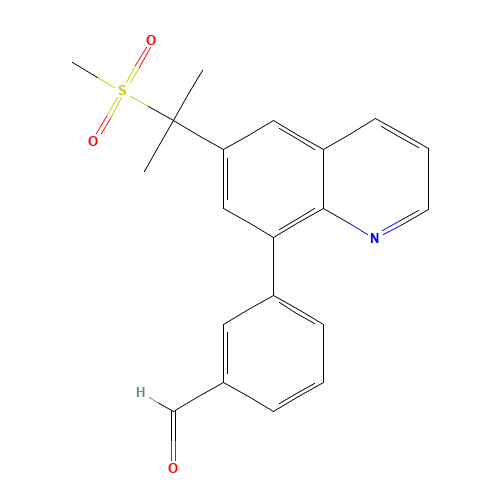 3-[6-(2-methylsulfonylpropan-2-yl)quinolin-8-yl]benzaldehyde (CAS: 346630-03-3) - Chemical Structure and Molecular Formula 