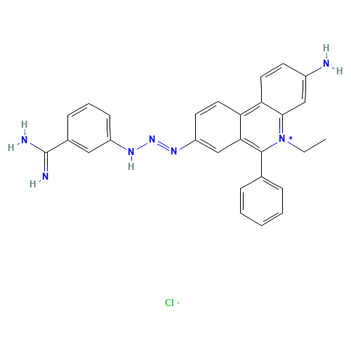 3-[2-(3-amino-5-ethyl-6-phenylphenanthridin-5-ium-8-yl)iminohydrazinyl]benzenecarboximidamide;chloride (CAS: 34301-55-8) - Related Chemical Product