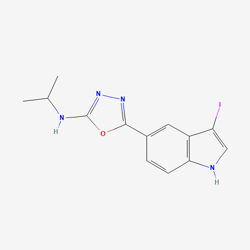 5-(3-iodo-1H-indol-5-yl)-N-propan-2-yl-1,3,4-oxadiazol-2-amine (CAS: 1401349-66-3) - Related Chemical Product