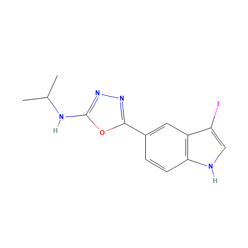 5-(3-iodo-1H-indol-5-yl)-N-propan-2-yl-1,3,4-oxadiazol-2-amine (CAS: 1401349-66-3) - Related Chemical Product