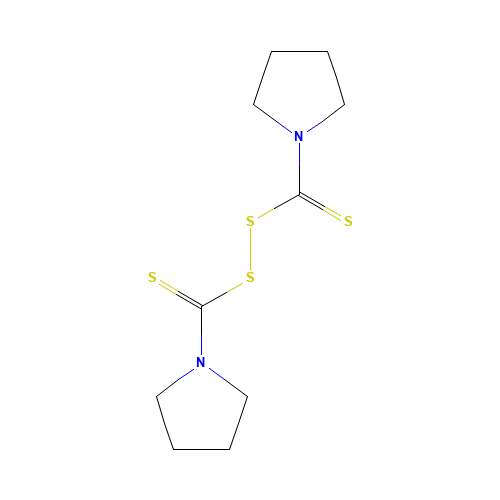 pyrrolidine-1-carbothioylsulfanyl pyrrolidine-1-carbodithioate (CAS: 496-08-2) - Chemical Structure and Molecular Formula 