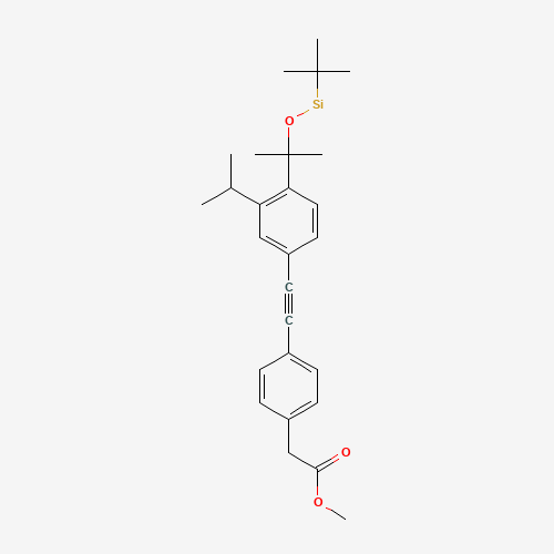 tert-butyl-[2-[4-[2-[4-(2-methoxy-2-oxoethyl)phenyl]ethynyl]-2-propan-2-ylphenyl]propan-2-yloxy]silicon (CAS: 345965-92-6) - Chemical Structure and Molecular Formula 