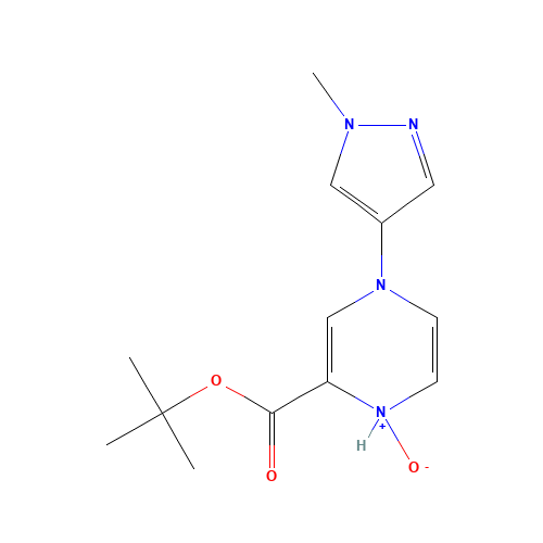 tert-butyl 4-(1-methylpyrazol-4-yl)-1-oxido-1H-pyrazin-1-ium-2-carboxylate (CAS: 1314388-87-8) - Chemical Structure and Molecular Formula 