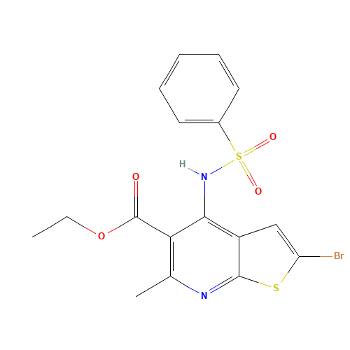 ethyl 4-(benzenesulfonamido)-2-bromo-6-methylthieno[2,3-b]pyridine-5-carboxylate (CAS: 1312594-93-6) - Related Chemical Product