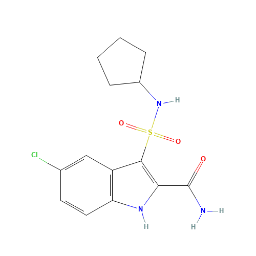 5-chloro-3-(cyclopentylsulfamoyl)-1H-indole-2-carboxamide (CAS: 660412-71-5) - Related Chemical Product