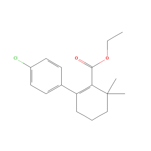ethyl 2-(4-chlorophenyl)-6,6-dimethylcyclohexene-1-carboxylate (CAS: 1257045-69-4) - Chemical Structure and Molecular Formula 