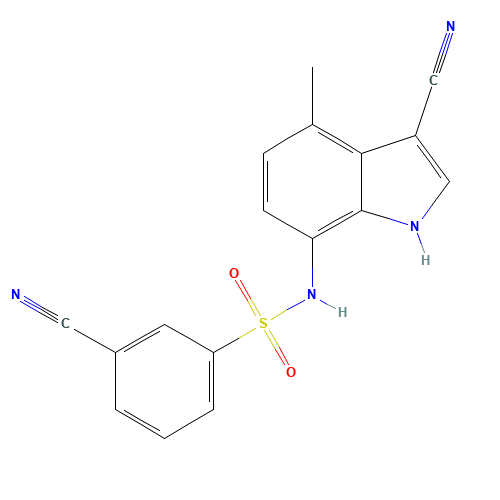 3-cyano-N-(3-cyano-4-methyl-1H-indol-7-yl)benzenesulfonamide (CAS: 289483-69-8) - Related Chemical Product