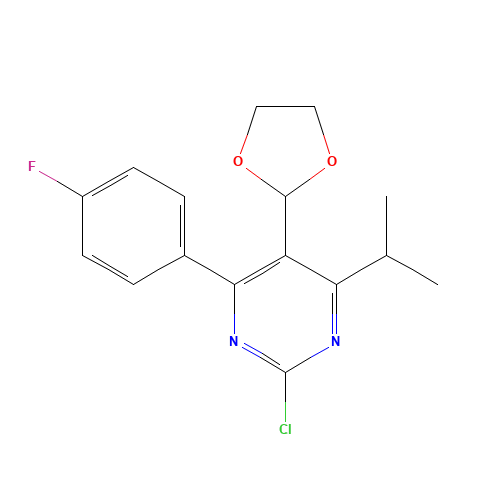 2-chloro-5-(1,3-dioxolan-2-yl)-4-(4-fluorophenyl)-6-propan-2-ylpyrimidine (CAS: 916480-93-8) - Related Chemical Product