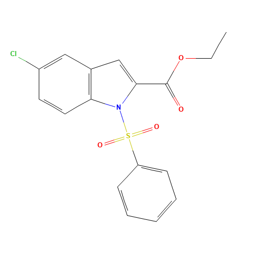 ethyl 1-(benzenesulfonyl)-5-chloroindole-2-carboxylate (CAS: 158561-88-7) - Chemical Structure and Molecular Formula 