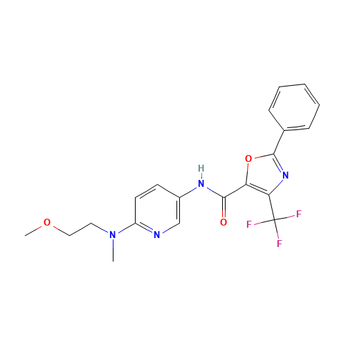 N-[6-[2-methoxyethyl(methyl)amino]pyridin-3-yl]-2-phenyl-4-(trifluoromethyl)-1,3-oxazole-5-carboxamide (CAS: 939376-09-7) - Chemical Structure and Molecular Formula 