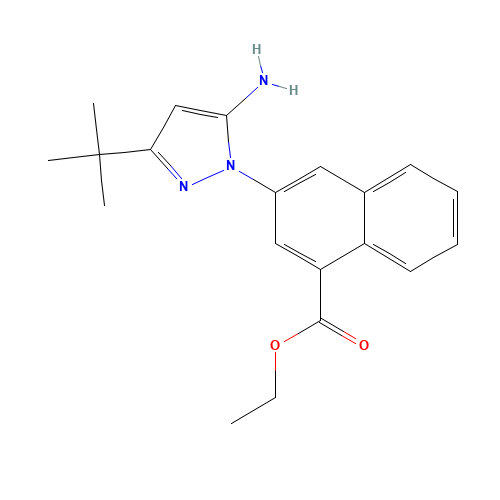 ethyl 3-(5-amino-3-tert-butylpyrazol-1-yl)naphthalene-1-carboxylate (CAS: 897373-64-7) - Related Chemical Product