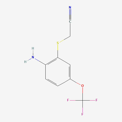 2-[2-amino-5-(trifluoromethoxy)phenyl]sulfanylacetonitrile (CAS: 1134964-29-6) - Chemical Structure and Molecular Formula 