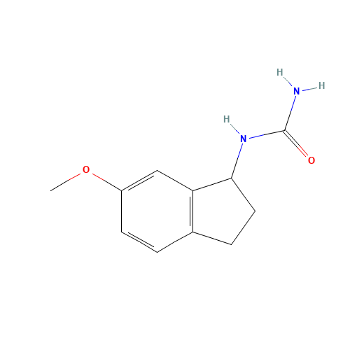 (6-methoxy-2,3-dihydro-1H-inden-1-yl)urea (CAS: 876408-61-6) - Chemical Structure and Molecular Formula 
