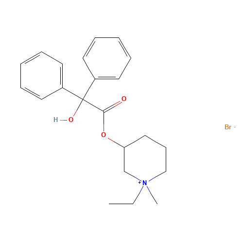 (1-ethyl-1-methylpiperidin-1-ium-3-yl) 2-hydroxy-2,2-diphenylacetate;bromide (CAS: 125-51-9) - Chemical Structure and Molecular Formula 