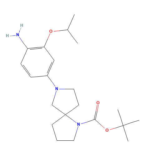 tert-butyl 7-(4-amino-3-propan-2-yloxyphenyl)-1,7-diazaspiro[4.4]nonane-1-carboxylate (CAS: 1462951-12-7) - Chemical Structure and Molecular Formula 