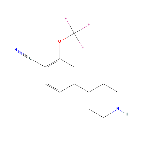 4-piperidin-4-yl-2-(trifluoromethoxy)benzonitrile (CAS: 1332301-75-3) - Chemical Structure and Molecular Formula 
