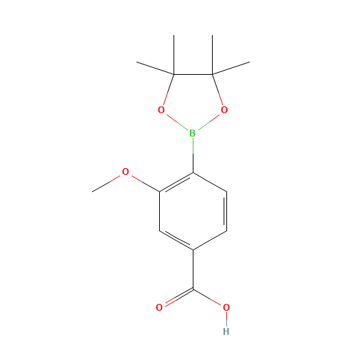 3-methoxy-4-(4,4,5,5-tetramethyl-1,3,2-dioxaborolan-2-yl)benzoic acid (CAS: 1374325-17-3) - Chemical Structure and Molecular Formula 