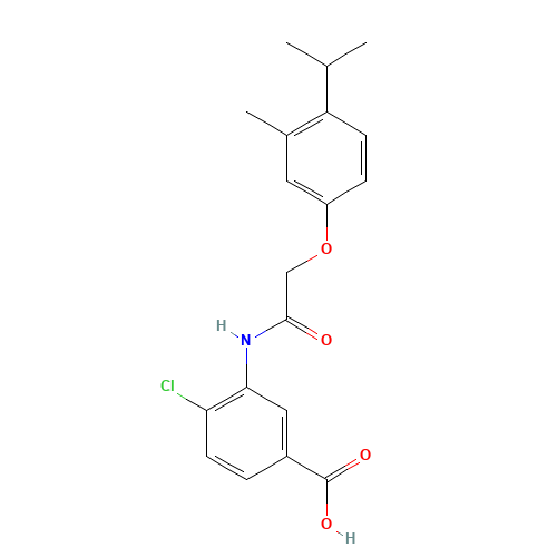 4-chloro-3-[[2-(3-methyl-4-propan-2-ylphenoxy)acetyl]amino]benzoic acid (CAS: 649773-80-8) - Related Chemical Product