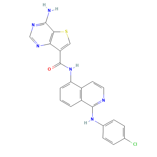 4-amino-N-[1-(4-chloroanilino)isoquinolin-5-yl]thieno[3,2-d]pyrimidine-7-carboxamide (CAS: 1446111-97-2) - Related Chemical Product