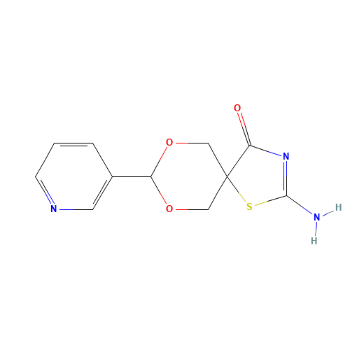 2-amino-8-pyridin-3-yl-7,9-dioxa-1-thia-3-azaspiro[4.5]dec-2-en-4-one (CAS: 312608-26-7) - Chemical Structure and Molecular Formula 
