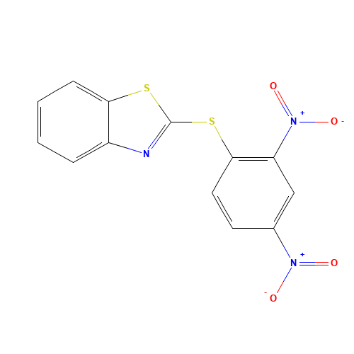 2-(2,4-dinitrophenyl)sulfanyl-1,3-benzothiazole (CAS: 4230-91-5) - Chemical Structure and Molecular Formula 