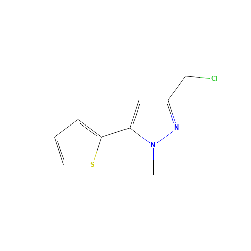 3-(chloromethyl)-1-methyl-5-thiophen-2-ylpyrazole (CAS: 876316-61-9) - Chemical Structure and Molecular Formula 