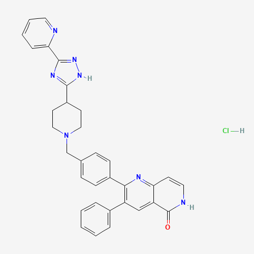 3-phenyl-2-[4-[[4-(3-pyridin-2-yl-1H-1,2,4-triazol-5-yl)piperidin-1-yl]methyl]phenyl]-6H-1,6-naphthyridin-5-one;hydrochloride (CAS: 1042132-13-7) - Related Chemical Product