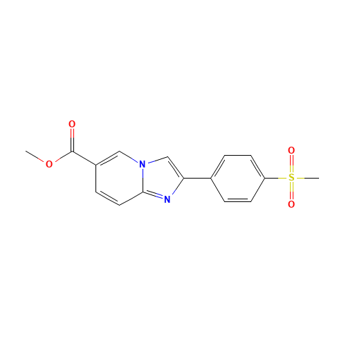 methyl 2-(4-methylsulfonylphenyl)imidazo[1,2-a]pyridine-6-carboxylate (CAS: 866051-21-0) - Chemical Structure and Molecular Formula 