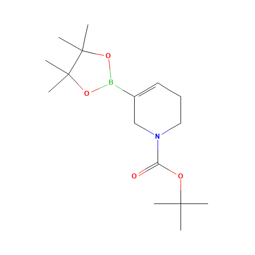 tert-butyl 5-(4,4,5,5-tetramethyl-1,3,2-dioxaborolan-2-yl)-3,6-dihydro-2H-pyridine-1-carboxylate (CAS: 885693-20-9) - Chemical Structure and Molecular Formula 