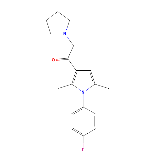 1-[1-(4-fluorophenyl)-2,5-dimethylpyrrol-3-yl]-2-pyrrolidin-1-ylethanone (CAS: 314245-33-5) - Related Chemical Product