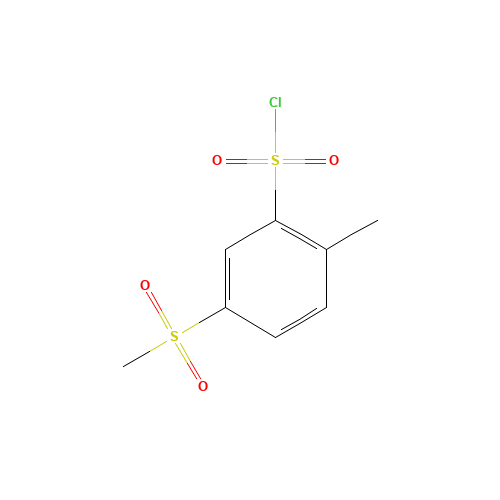 2-methyl-5-methylsulfonylbenzenesulfonyl chloride (CAS: 2224-67-1) - Chemical Structure and Molecular Formula 