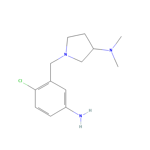1-[(5-amino-2-chlorophenyl)methyl]-N,N-dimethylpyrrolidin-3-amine (CAS: 1150308-94-3) - Chemical Structure and Molecular Formula 