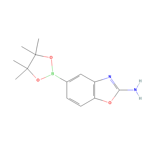 5-(4,4,5,5-tetramethyl-1,3,2-dioxaborolan-2-yl)-1,3-benzoxazol-2-amine (CAS: 1224844-66-9) - Chemical Structure and Molecular Formula 