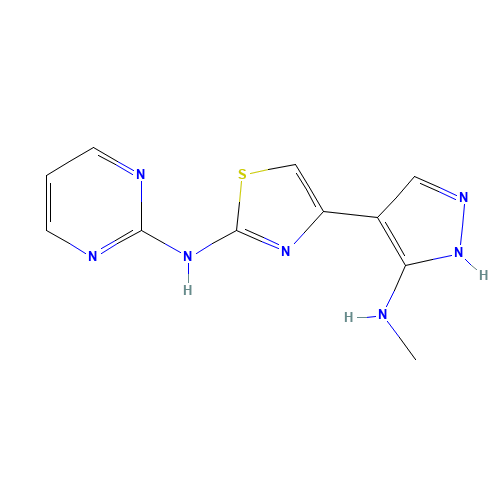4-[5-(methylamino)-1H-pyrazol-4-yl]-N-pyrimidin-2-yl-1,3-thiazol-2-amine (CAS: 1235313-43-5) - Related Chemical Product