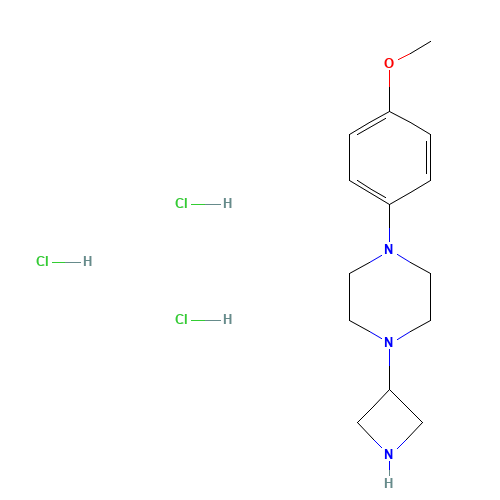 1-(azetidin-3-yl)-4-(4-methoxyphenyl)piperazine;trihydrochloride (CAS: 223381-99-5) - Chemical Structure and Molecular Formula 