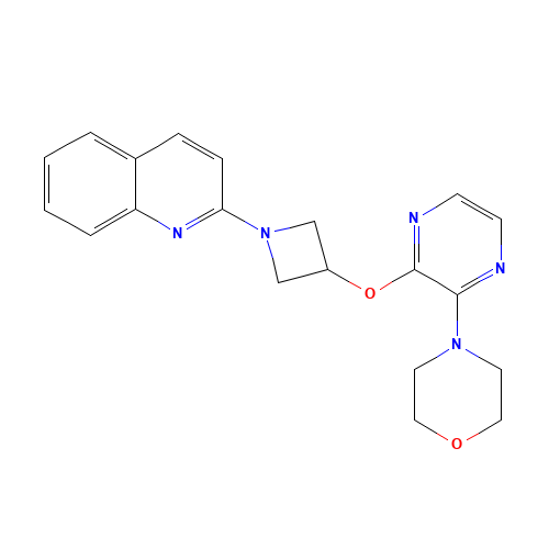 4-[3-(1-quinolin-2-ylazetidin-3-yl)oxypyrazin-2-yl]morpholine (CAS: 1350607-37-2) - Chemical Structure and Molecular Formula 