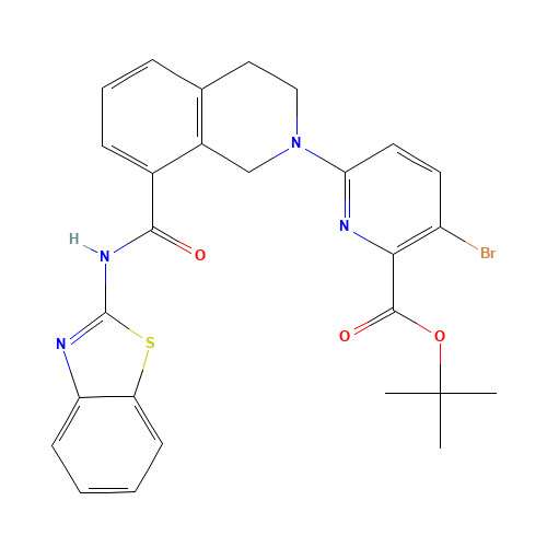 tert-butyl 6-[8-(1,3-benzothiazol-2-ylcarbamoyl)-3,4-dihydro-1H-isoquinolin-2-yl]-3-bromopyridine-2-carboxylate (CAS: 1235036-16-4) - Related Chemical Product