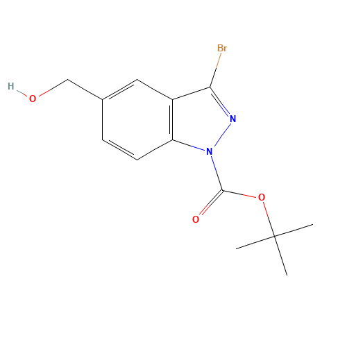 tert-butyl 3-bromo-5-(hydroxymethyl)indazole-1-carboxylate (CAS: 1383705-97-2) - Chemical Structure and Molecular Formula 