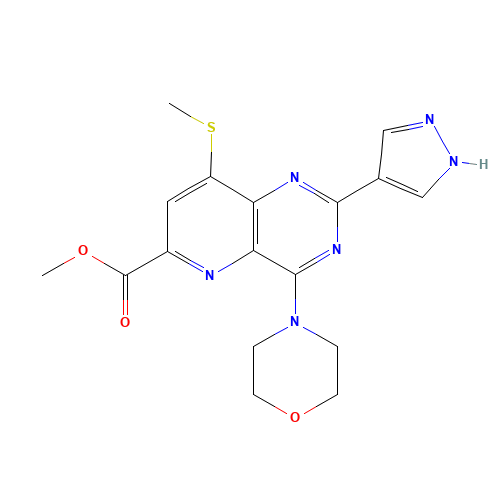 methyl 8-methylsulfanyl-4-morpholin-4-yl-2-(1H-pyrazol-4-yl)pyrido[3,2-d]pyrimidine-6-carboxylate (CAS: 1220113-93-8) - Related Chemical Product