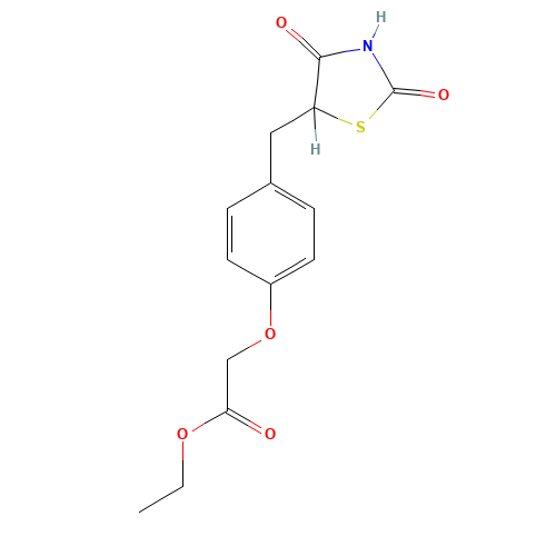ethyl 2-[4-[(2,4-dioxo-1,3-thiazolidin-5-yl)methyl]phenoxy]acetate (CAS: 172648-06-5) - Chemical Structure and Molecular Formula 