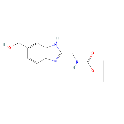 tert-butyl N-[[6-(hydroxymethyl)-1H-benzimidazol-2-yl]methyl]carbamate (CAS: 864274-96-4) - Chemical Structure and Molecular Formula 