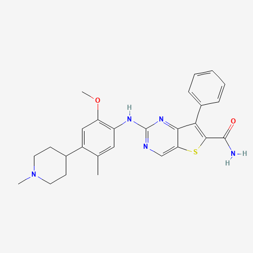 2-[2-methoxy-5-methyl-4-(1-methylpiperidin-4-yl)anilino]-7-phenylthieno[3,2-d]pyrimidine-6-carboxamide (CAS: 1462947-65-4) - Related Chemical Product