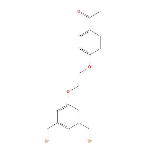 1-[4-[2-[3,5-bis(bromomethyl)phenoxy]ethoxy]phenyl]ethanone (CAS: 1239587-63-3) - Chemical Structure and Molecular Formula 