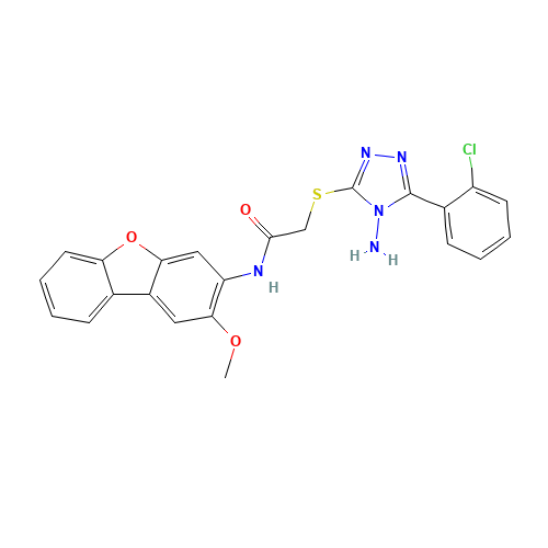 2-[[4-amino-5-(2-chlorophenyl)-1,2,4-triazol-3-yl]sulfanyl]-N-(2-methoxydibenzofuran-3-yl)acetamide (CAS: 578756-90-8) - Related Chemical Product